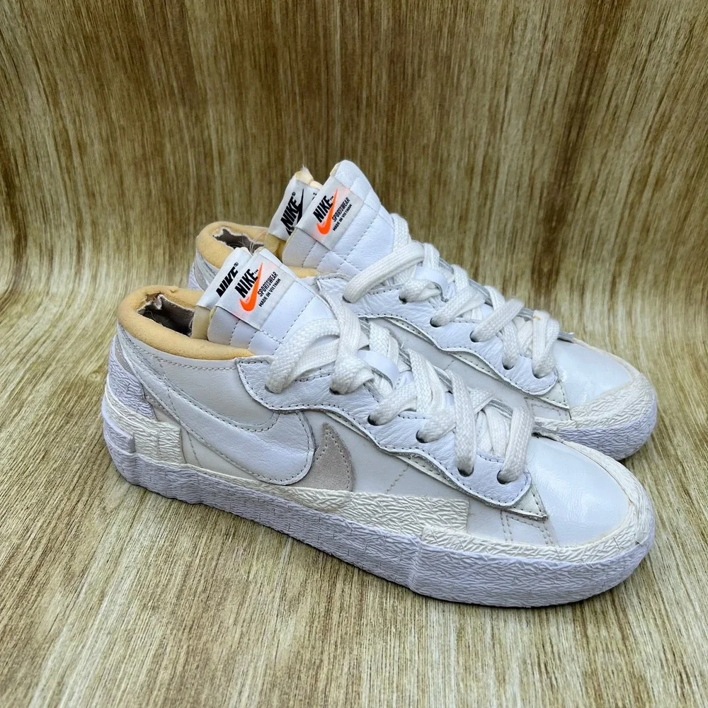 Nike Blazer Low x Sacai Men's Size 6.5 Women's 8 White Sail Shoes DM6443-100
