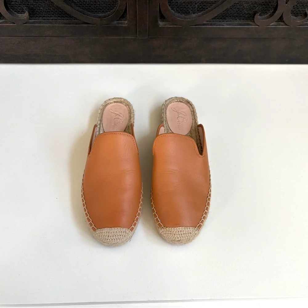 J. Crew Leather Espadrille Mules Size 8