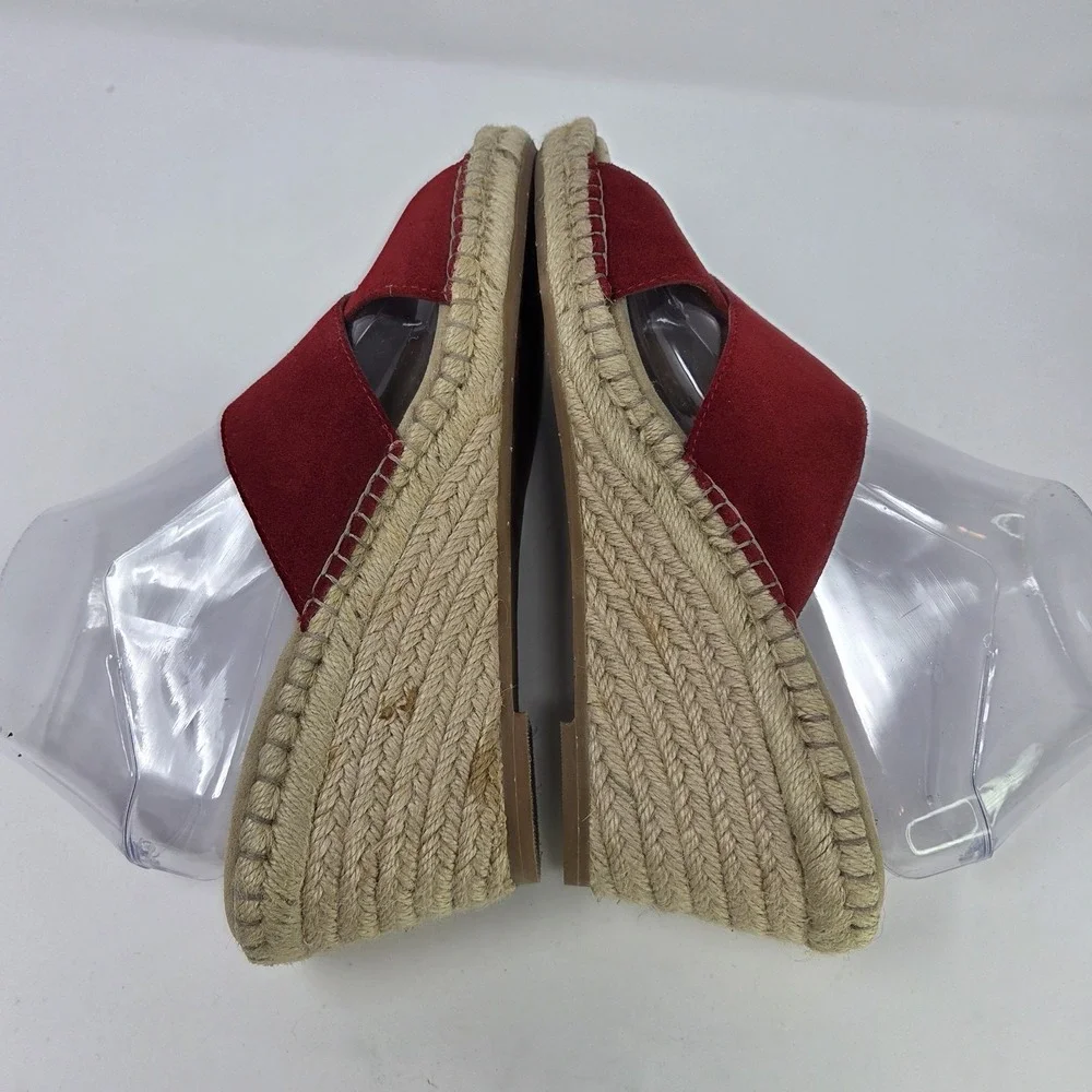 Johnston & Murphy Red Suede Espadrille Wedge Sandals Womens 9.5 M 78-41404