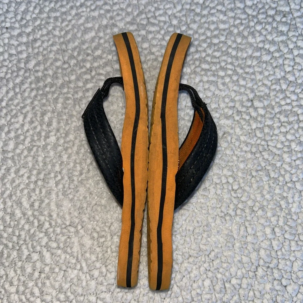 Reef Kids Flip Flops Orange White Black Striped Thong Sandals Size 13/1