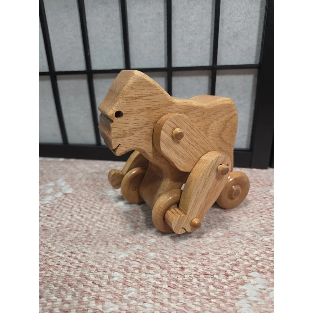 Vintage Wooden Rolling Gorilla
