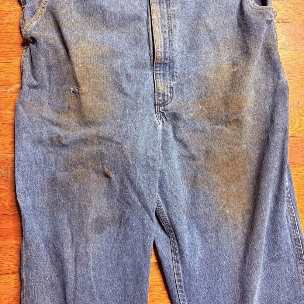 Carhartt Overalls Men's 38x34 Blue Denim Carpenter Bib Workwear Cotton R07 DST