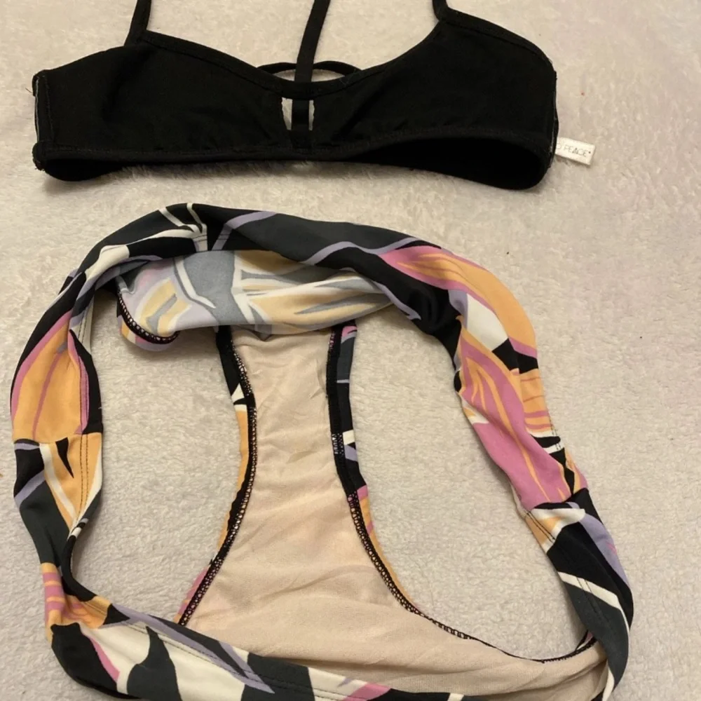 Black and Floral Bikini Set
