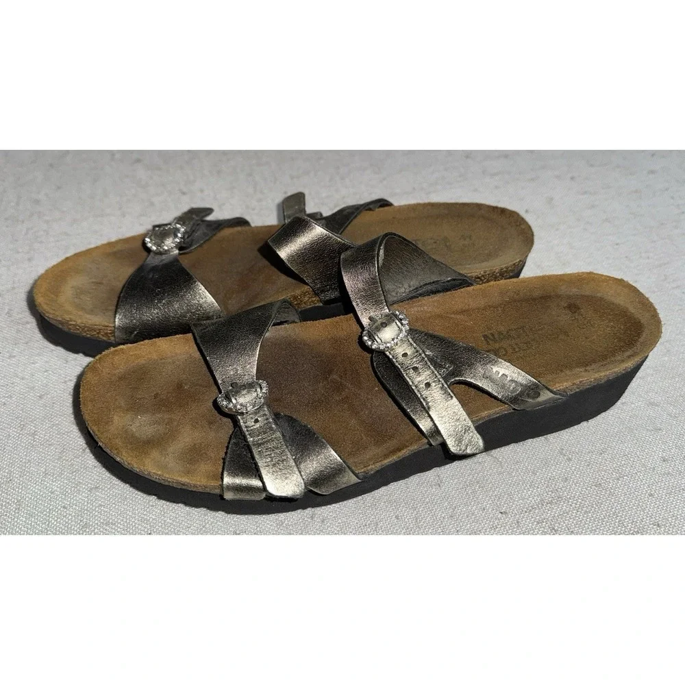 NAOT Metallic Leather‎ Kate Footbed Adjustable Sandals US Women's Sz 10 EU 41