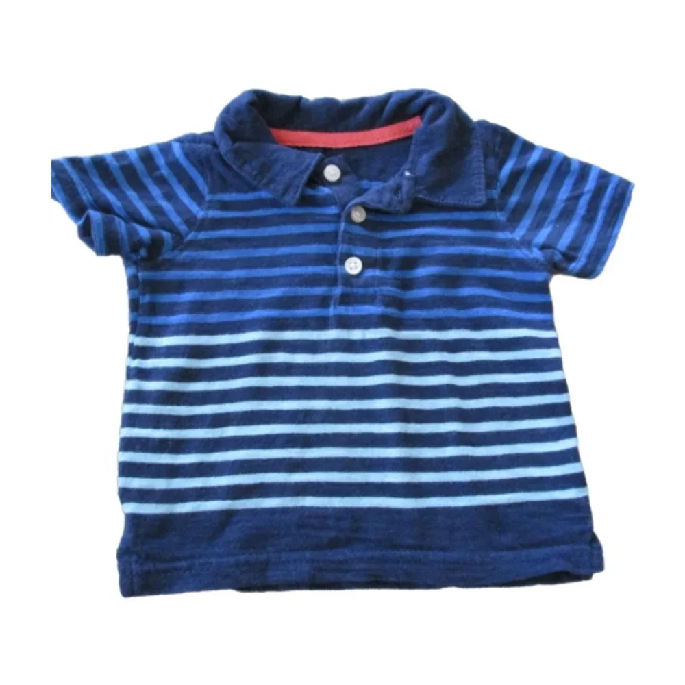 Carters Pullover Polo Shirt Boys Size 6M Blue Striped‎ Short Sleeve Collared Top