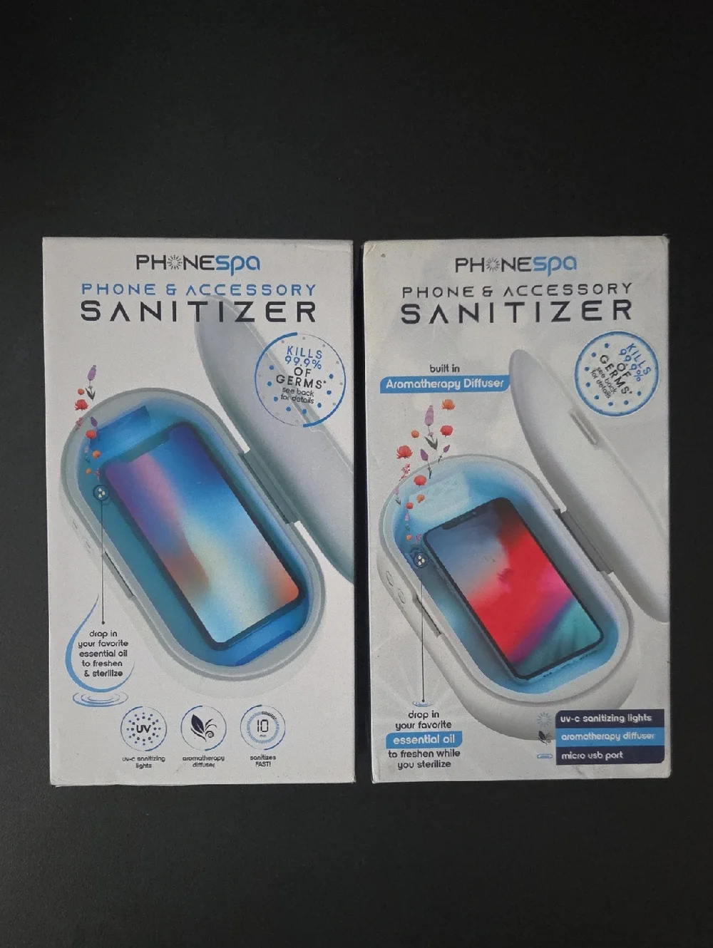 2 PhoneSpa Phone & Accessory Sanitizers NEW