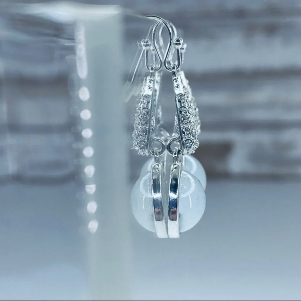MOON SHIMMER PAVE DROP EARRINGS - AVON