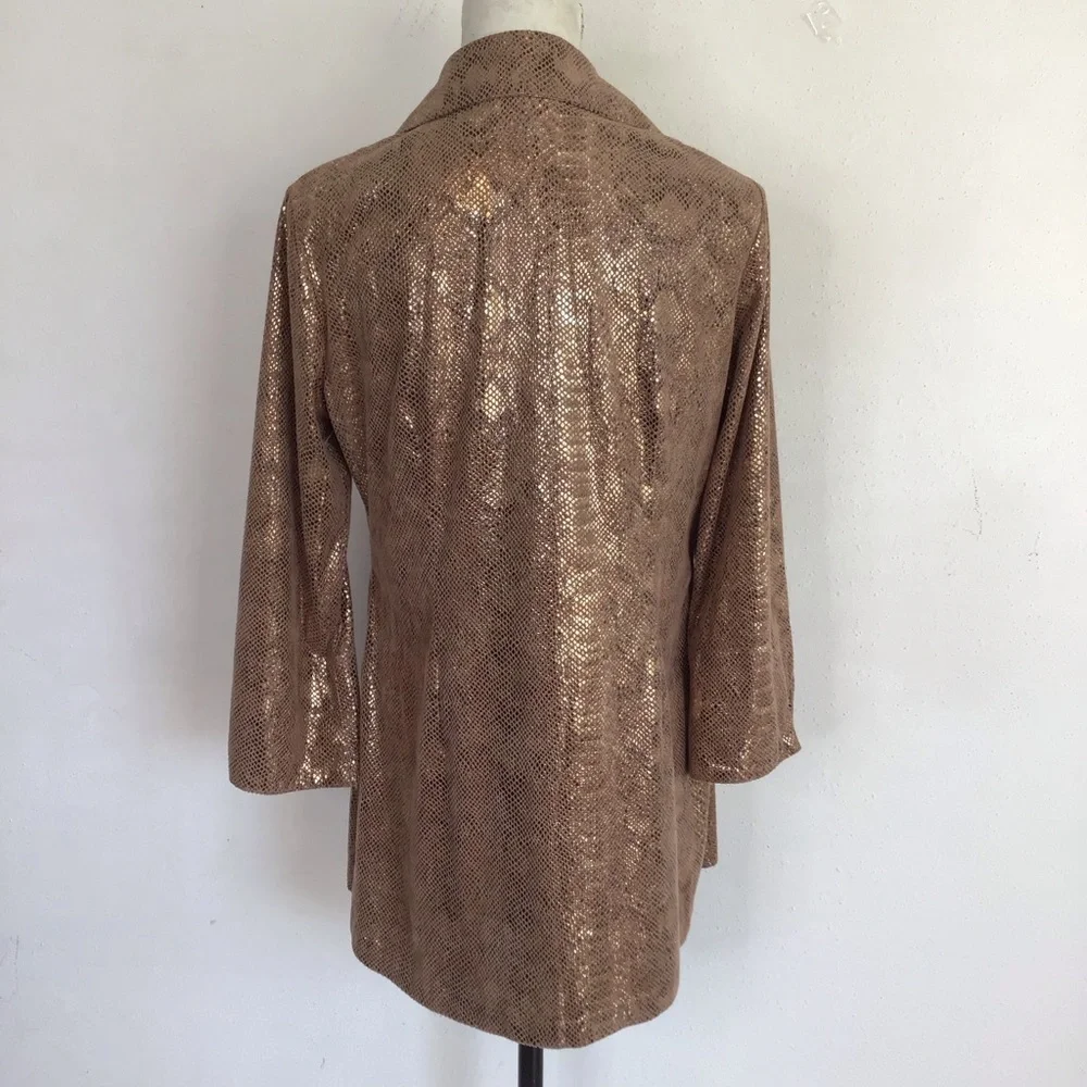 Mishca Elegant Shimmering Rose Gold Women's Tie Front Party Blazer Size M