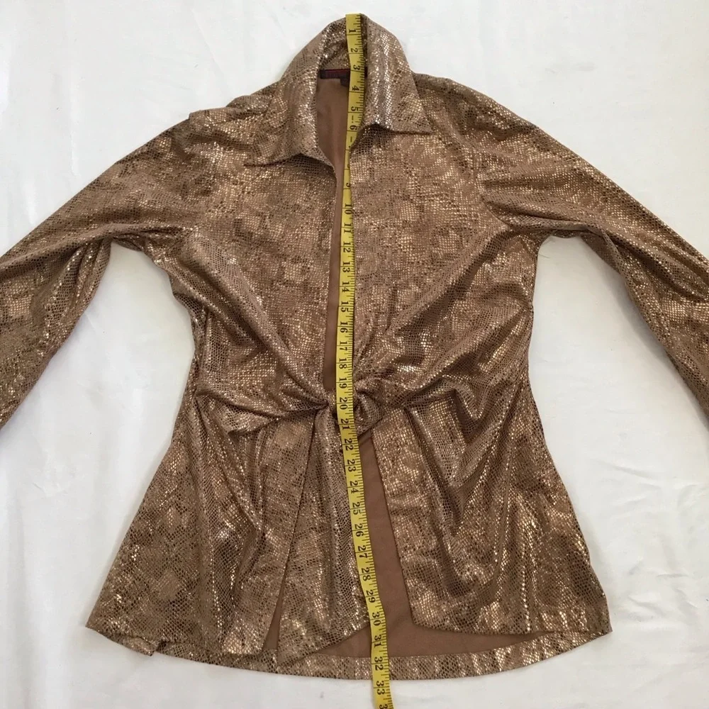 Mishca Elegant Shimmering Rose Gold Women's Tie Front Party Blazer Size M