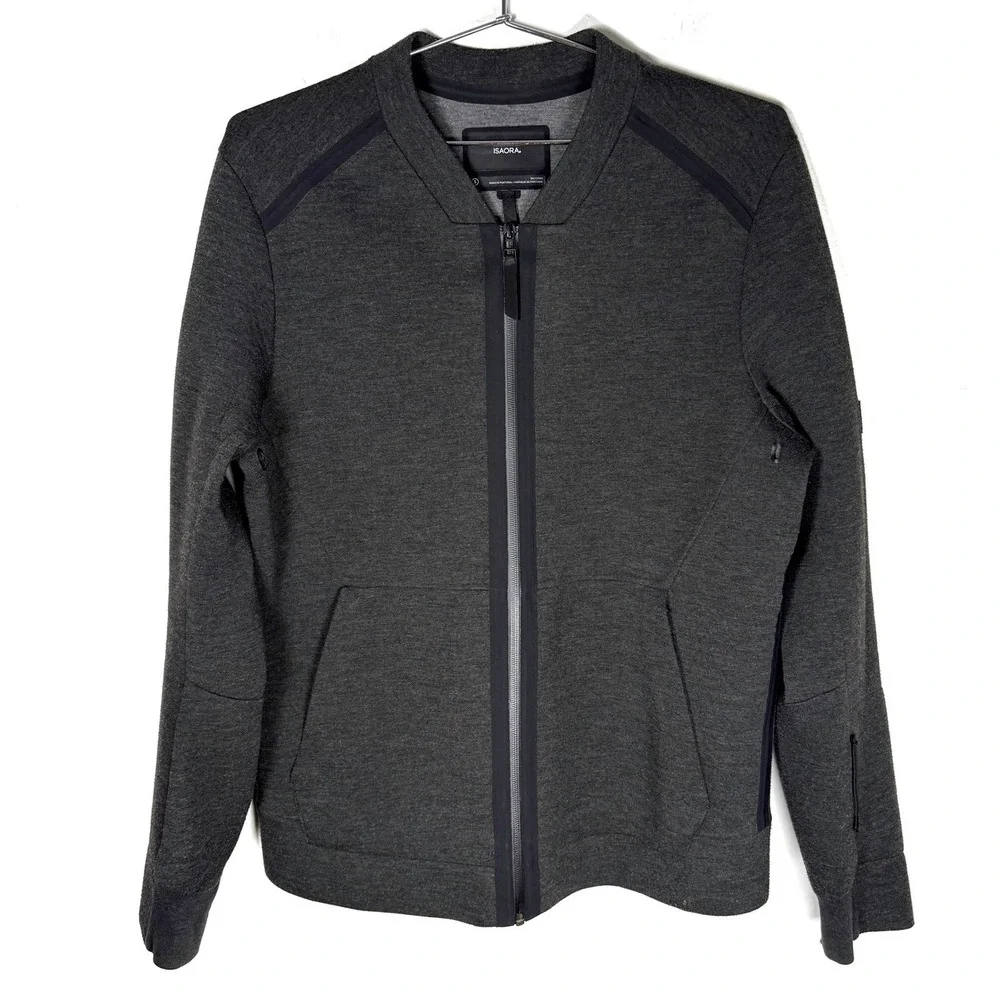 ISAORA‎ Men's Charcoal Grey Tech Bomber Jacket Full Zip Size Small