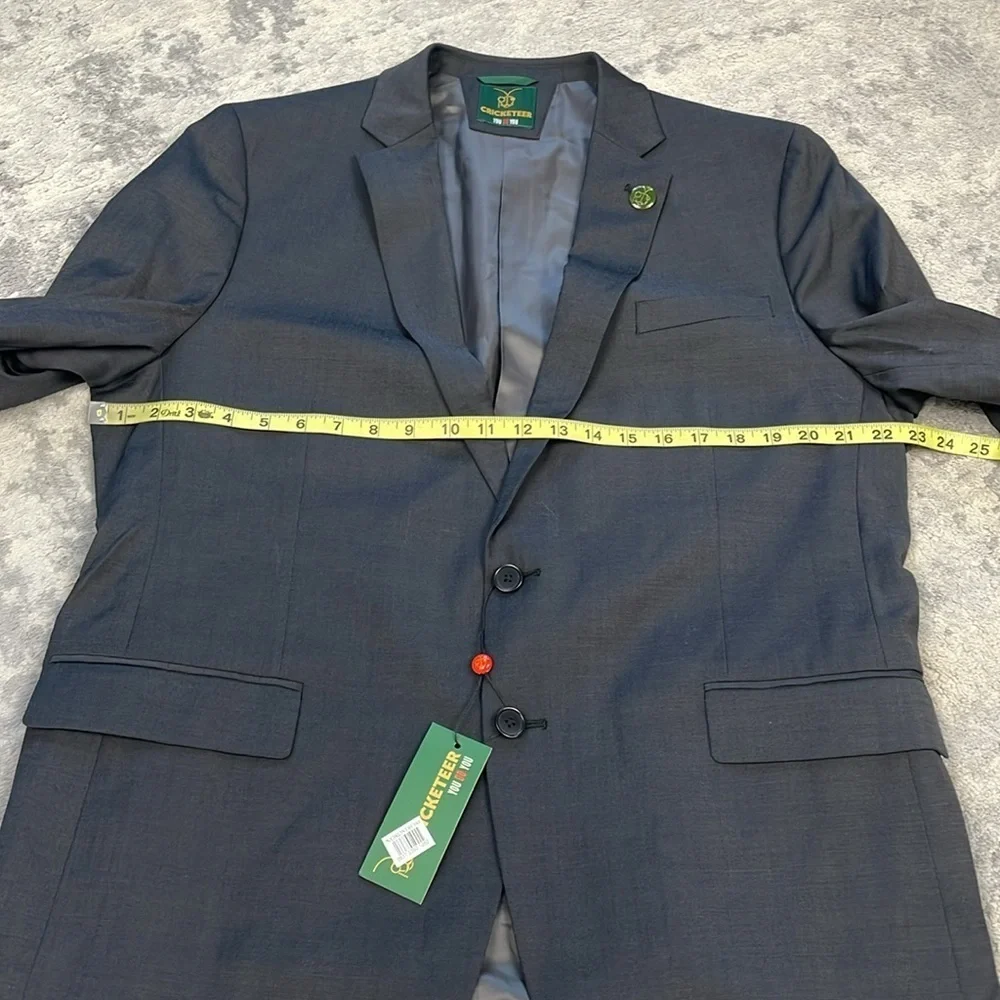 New Cricketeer Dallas Slim Fit Wool Blend Suit Charcoal Gray Business Sz 46R