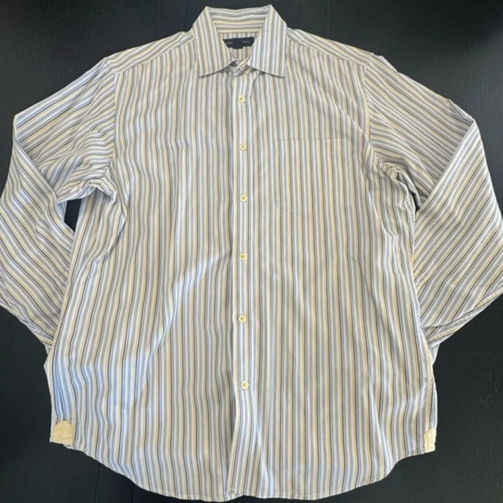Banana Republic Blue and White Striped Dress Shirt M 15-15 1/2