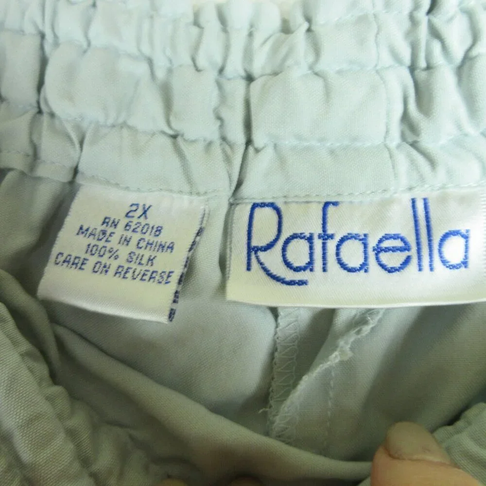 Rafaella Silk Drawstring Ankle Pants Size 2X Powder Blue
