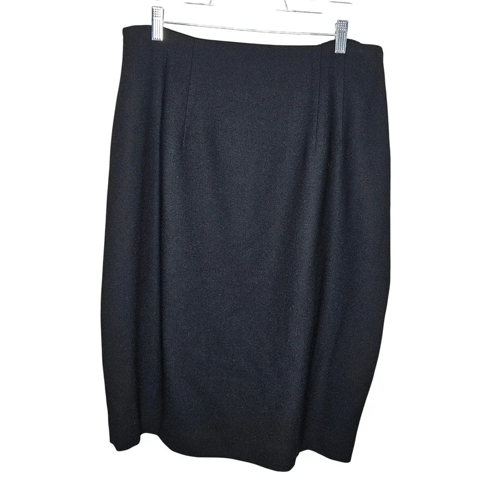 Vintage Jones New York Black 100% Worsted Wool Pencil Skirt‎ 14W