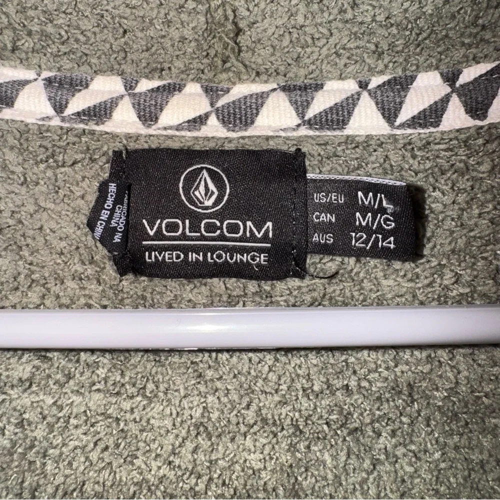 Volcom Women’s Green Fleece Cardigan Pockets M/L‎