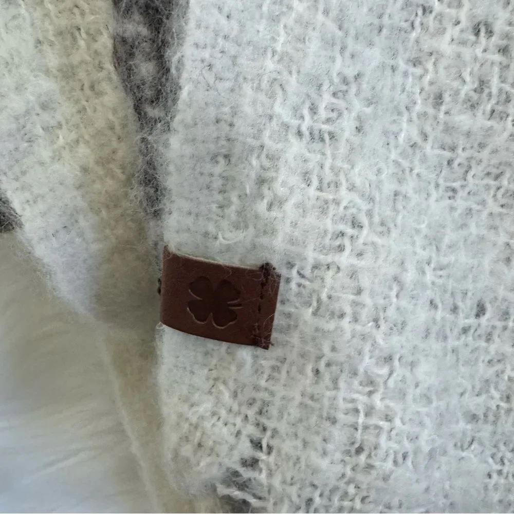 NEW Lucky Brand Brown Ombre Plaid Fringe Blanket Scarf One Size