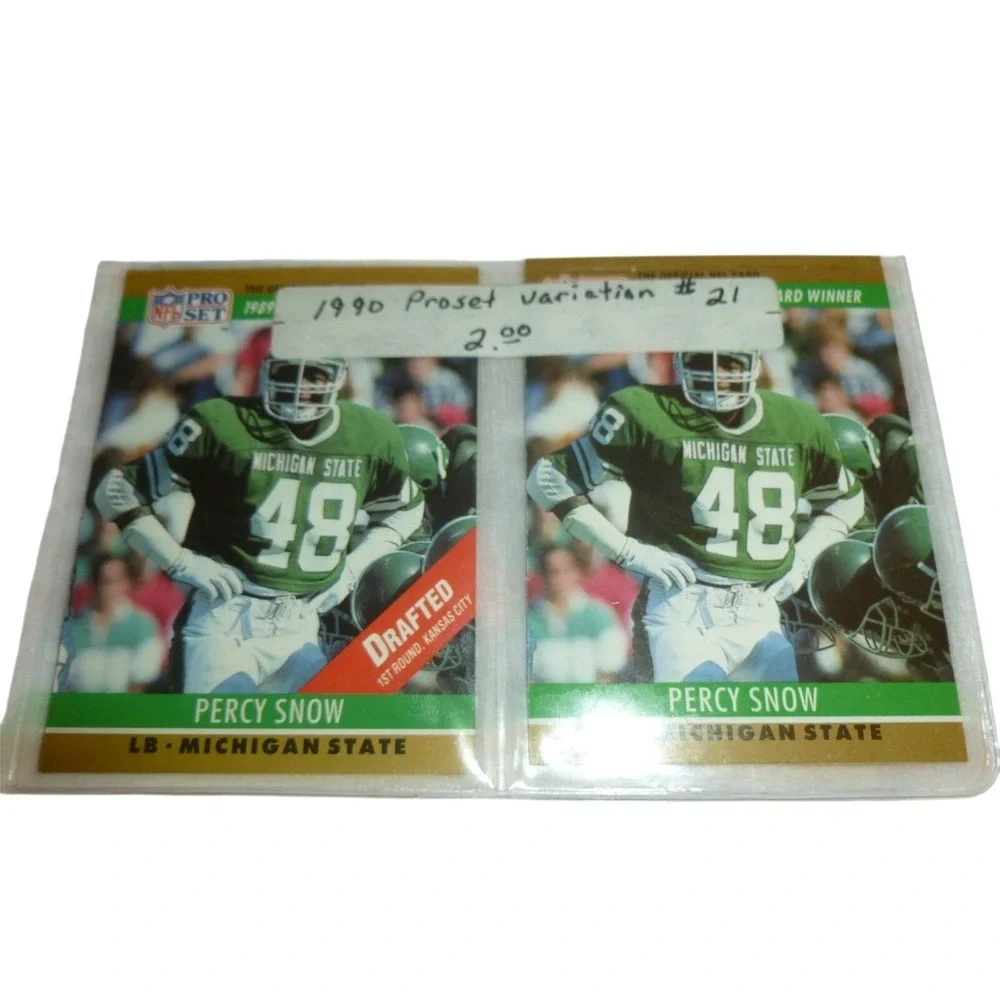 1990 Pro Set Percy Snow #21 Michigan State Kansas City Chiefs Variation Lot of 2