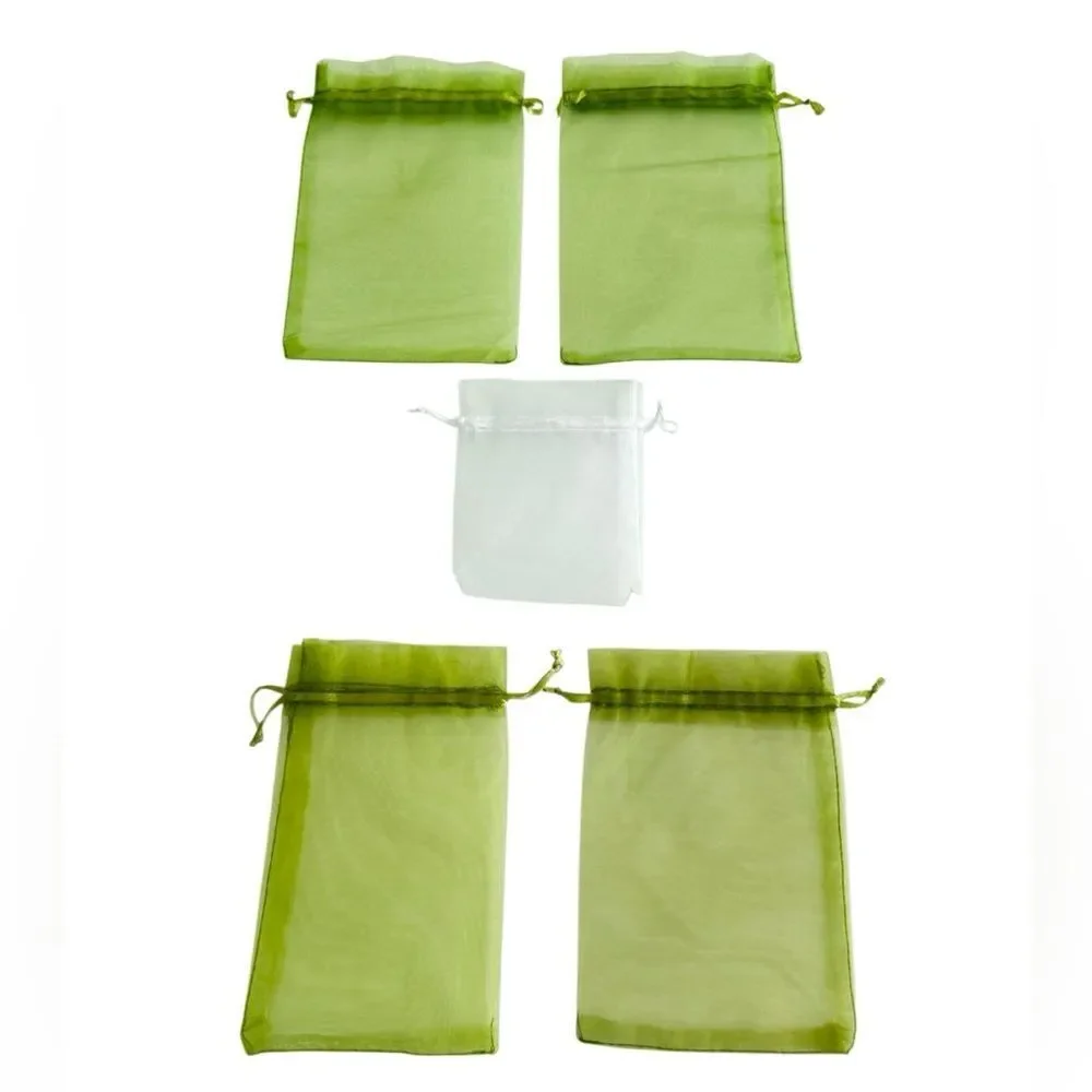 5 ORGANZA DRAWSTRING BAGS: GIft bag/sachet/spa/party/makeup/candy/cookie/jewelry