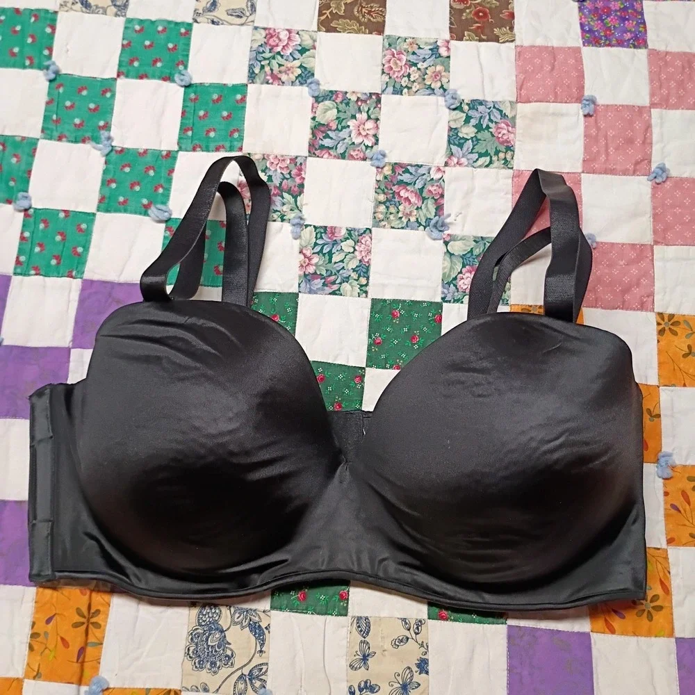 Cacique Solid Black Balconette Bra Womens‎ Size 42F Underwired