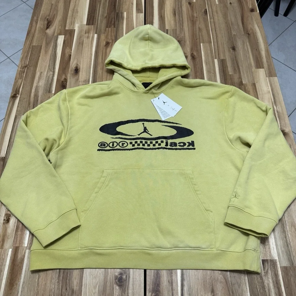 Jordan Travis Scott Hoodie Mens L Celery Heavyweight Streetwear Pullover NWT