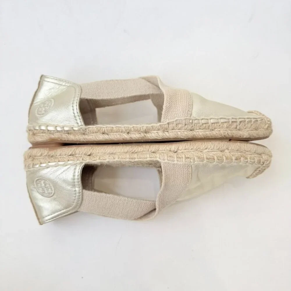 Tory Burch Catalina Espadrille Flats – Metallic Gold Size 6