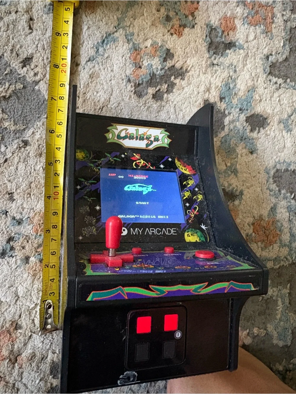 Mini Arcade 6 1/2 inches x 4 inches and Red Galaga Arcade Battery