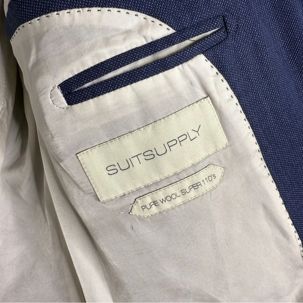 Suitsupply Napoli Jacket Size 46 US Slim Straight Cut Navy Blue 100% Wool