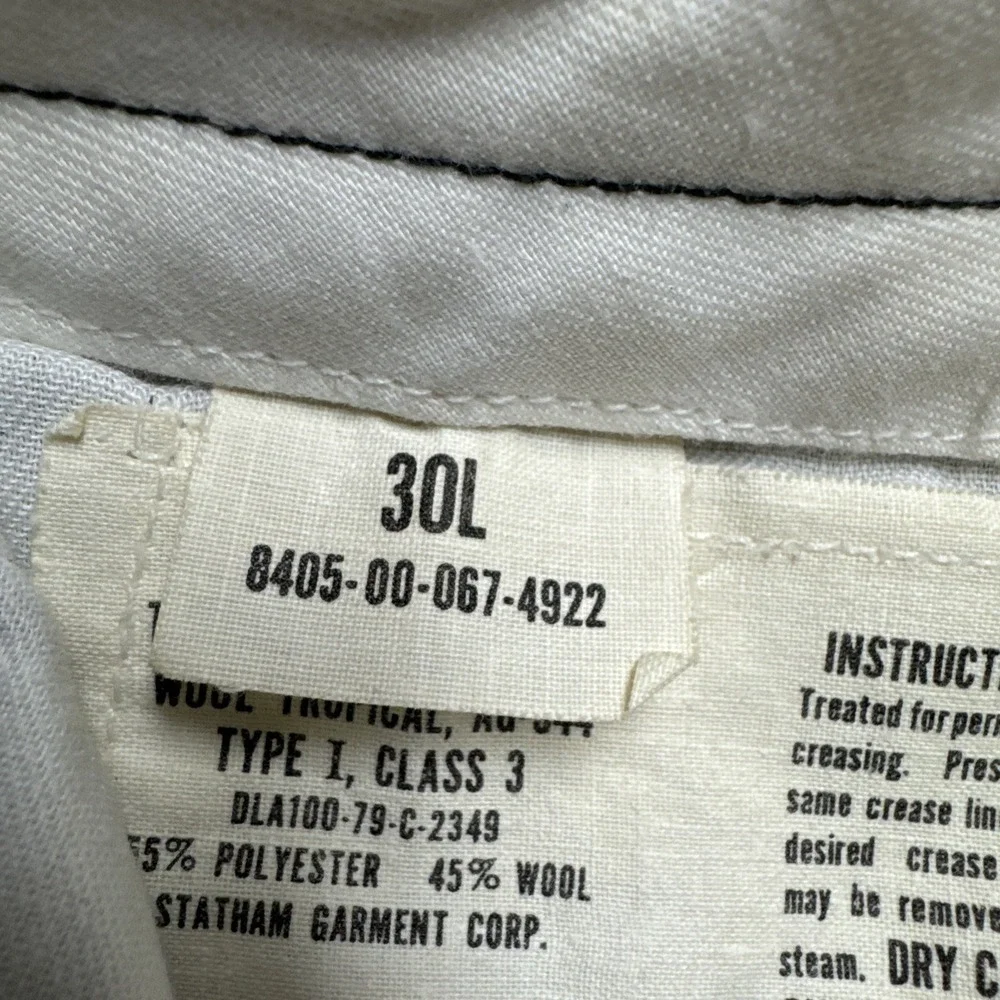 Tropical AG-344 Military Dress Pants Mens 28x32 Green Wool Blend 70s Vietnam VTG