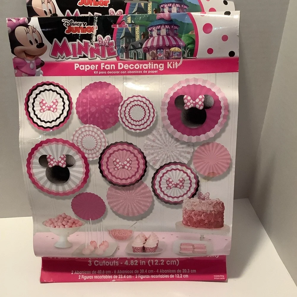 Disney Minnie Mouse Paper Fan Decorating‎ Kit - Pink and Black 2 PK