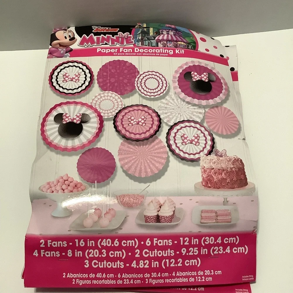 Disney Minnie Mouse Paper Fan Decorating‎ Kit - Pink and Black 2 PK