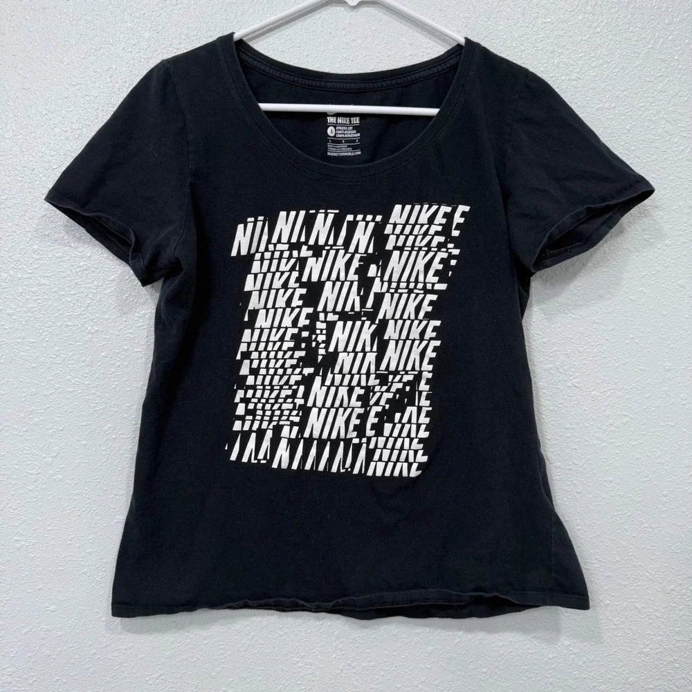 Nike Athletic Cut Tee Shirt Black Size‎ Large Graphic Logo The Nike Tee