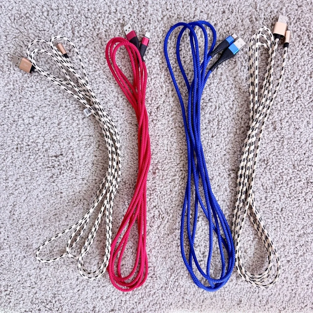 Braided 10 foot Lightning USB Charging Cables, Adapters & Accessories Bundle