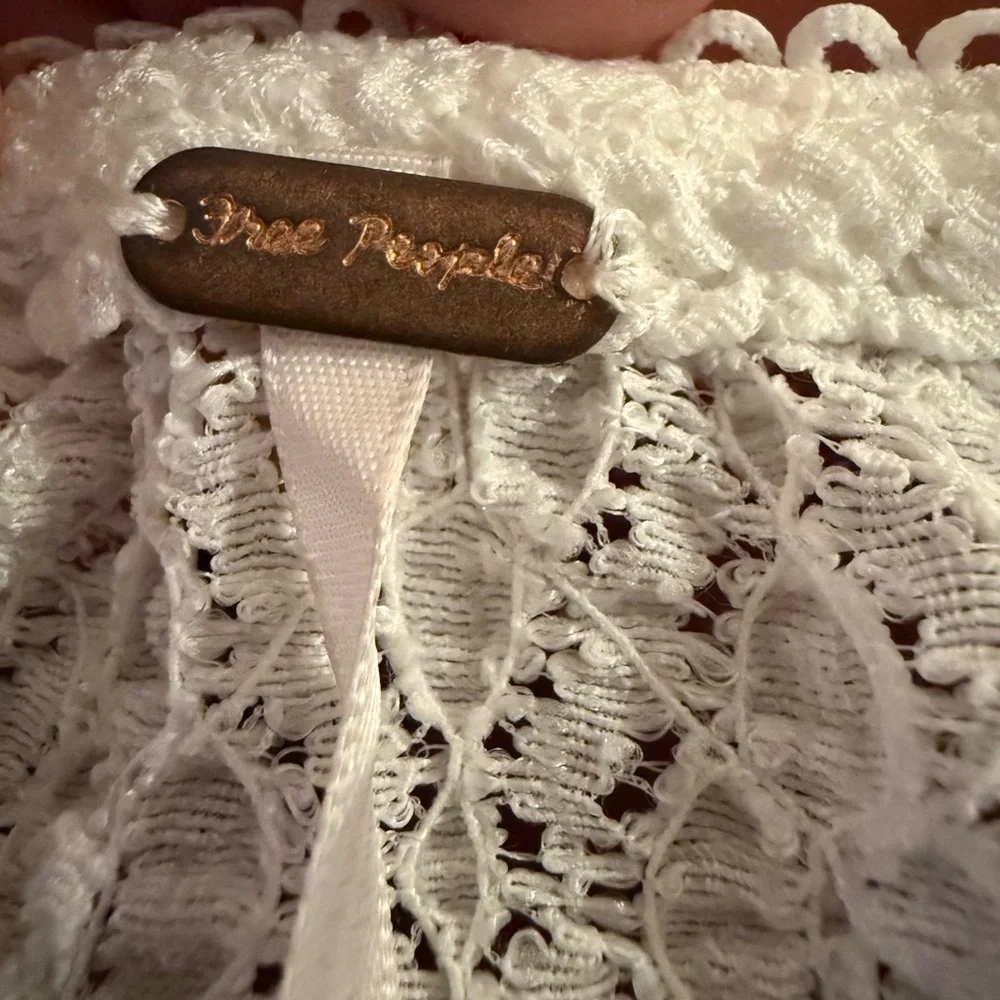 Free People Sheer Lace Button-Front Top – Ivory | Size M | NWT