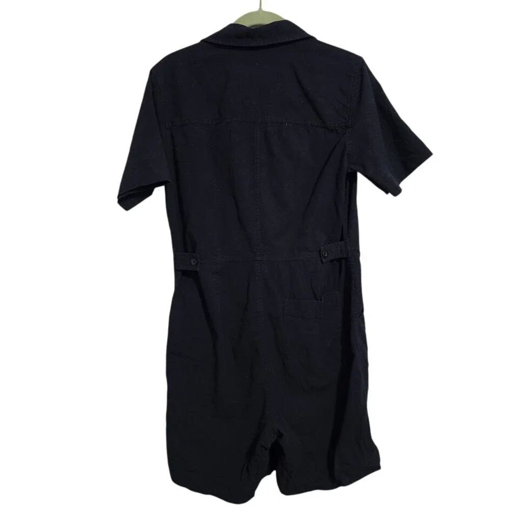 EVERLANE Linen Blend Utility Romper Navy Minimalist Fishermancore preppy 2