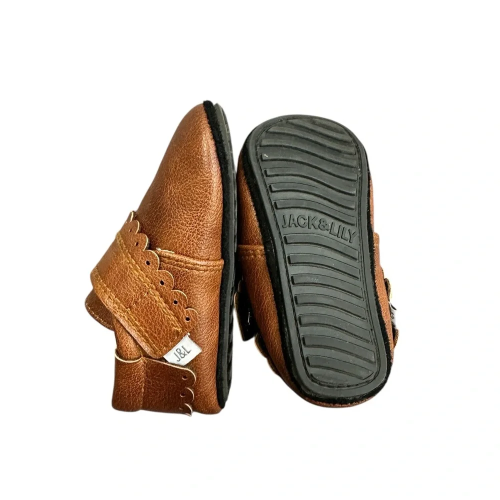 Jack & Lily My Moc Brown Leather Baby Shoes Size‎ 12-18 months