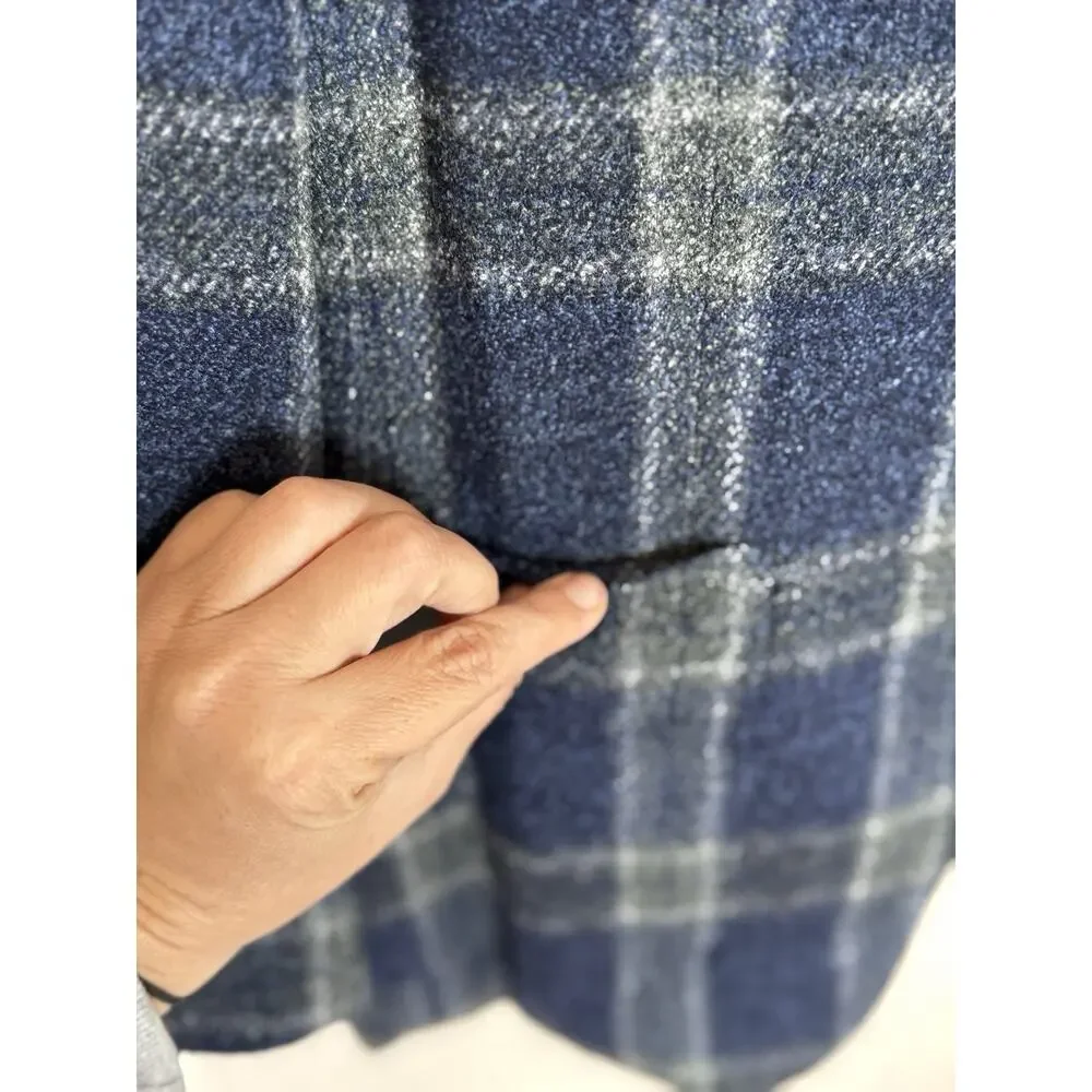 Suitsupply Havana HL C1018I Wool Silk Linen Blazer 36R VBC Windowpane Navy