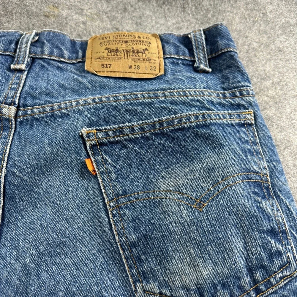 Vtg Levi's 517 Orange Tab Jeans Mens 38x32 (fits 34x28) Bootcut Made in USA