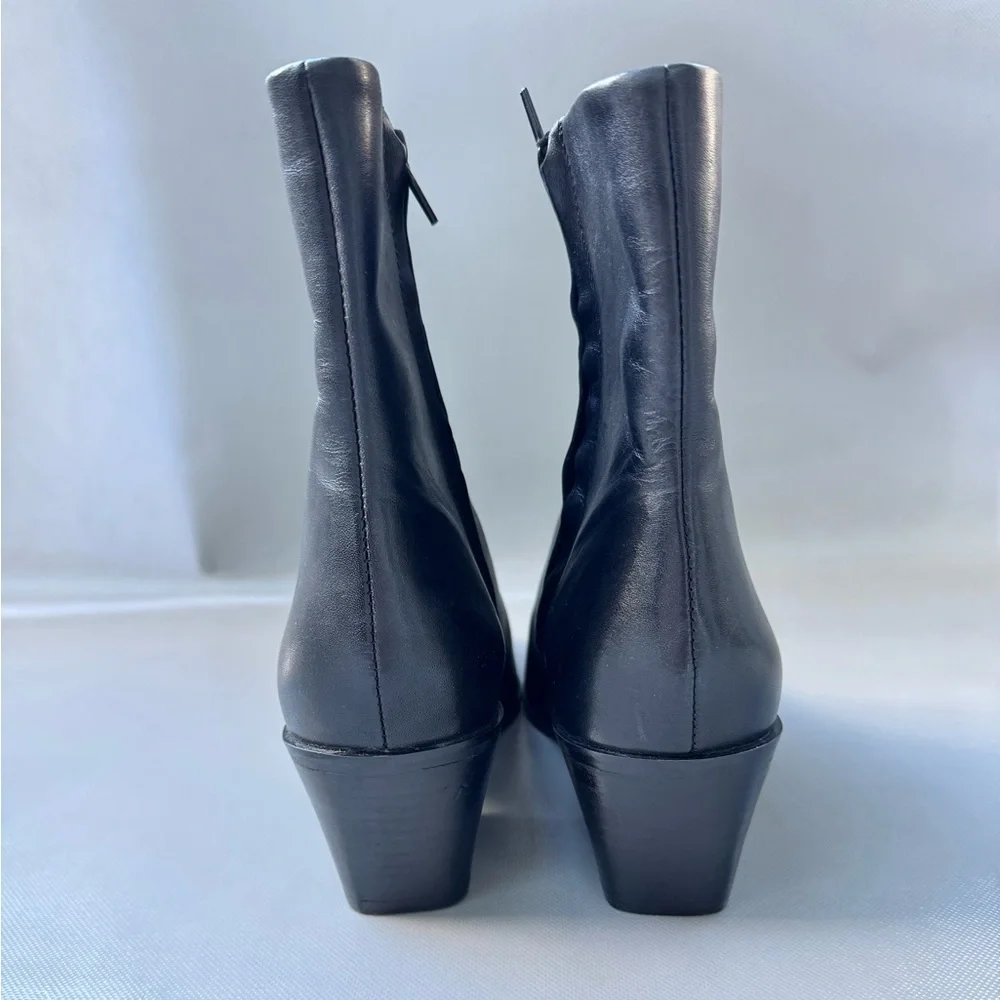 Zara Block Heel Leather Ankle Boots