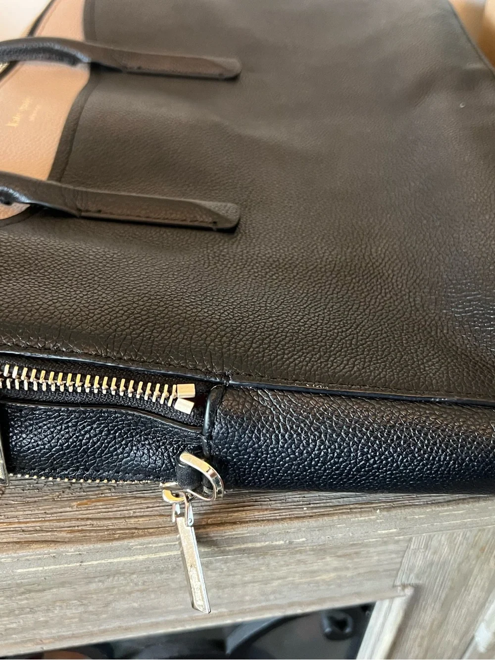 Kate Spade New York Margaux Pink Black Leather Laptop Case Bag