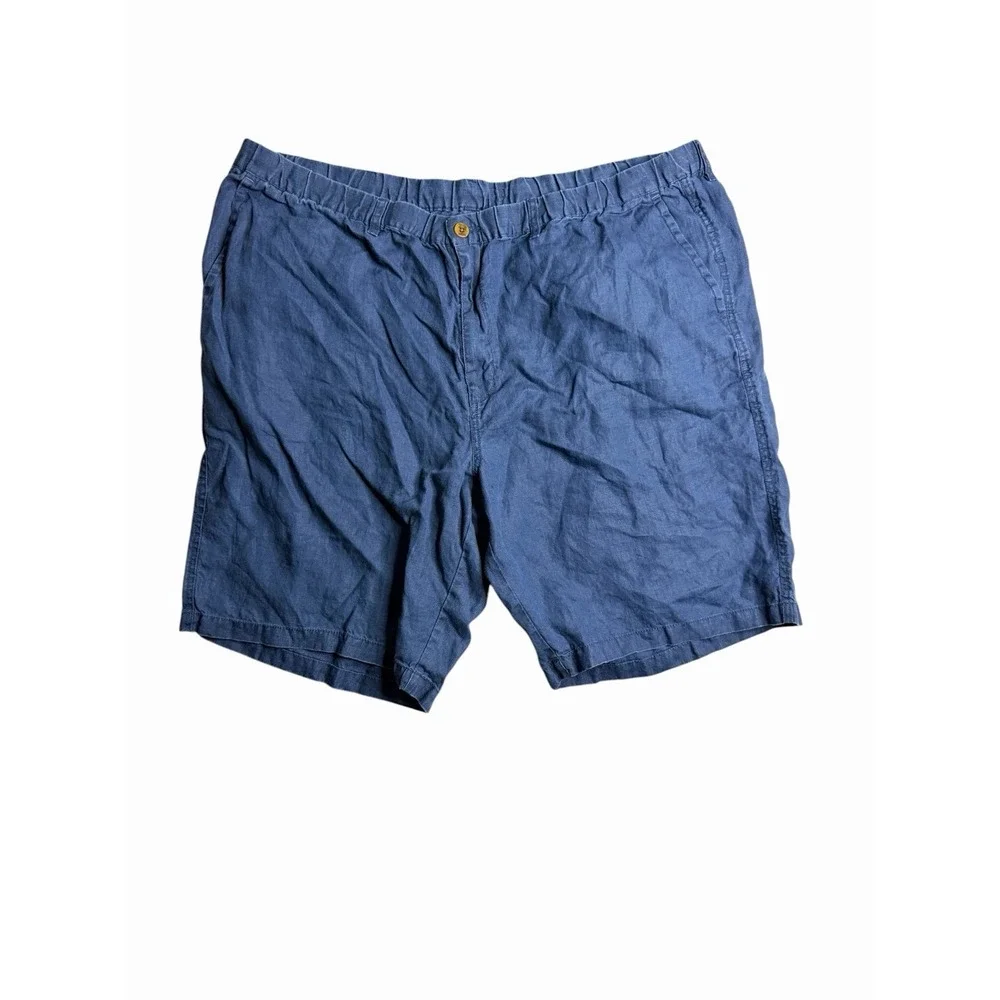 Tommy Bahama Men's Linen Blend Shorts Blue Elastic Waist Casual 3XLT