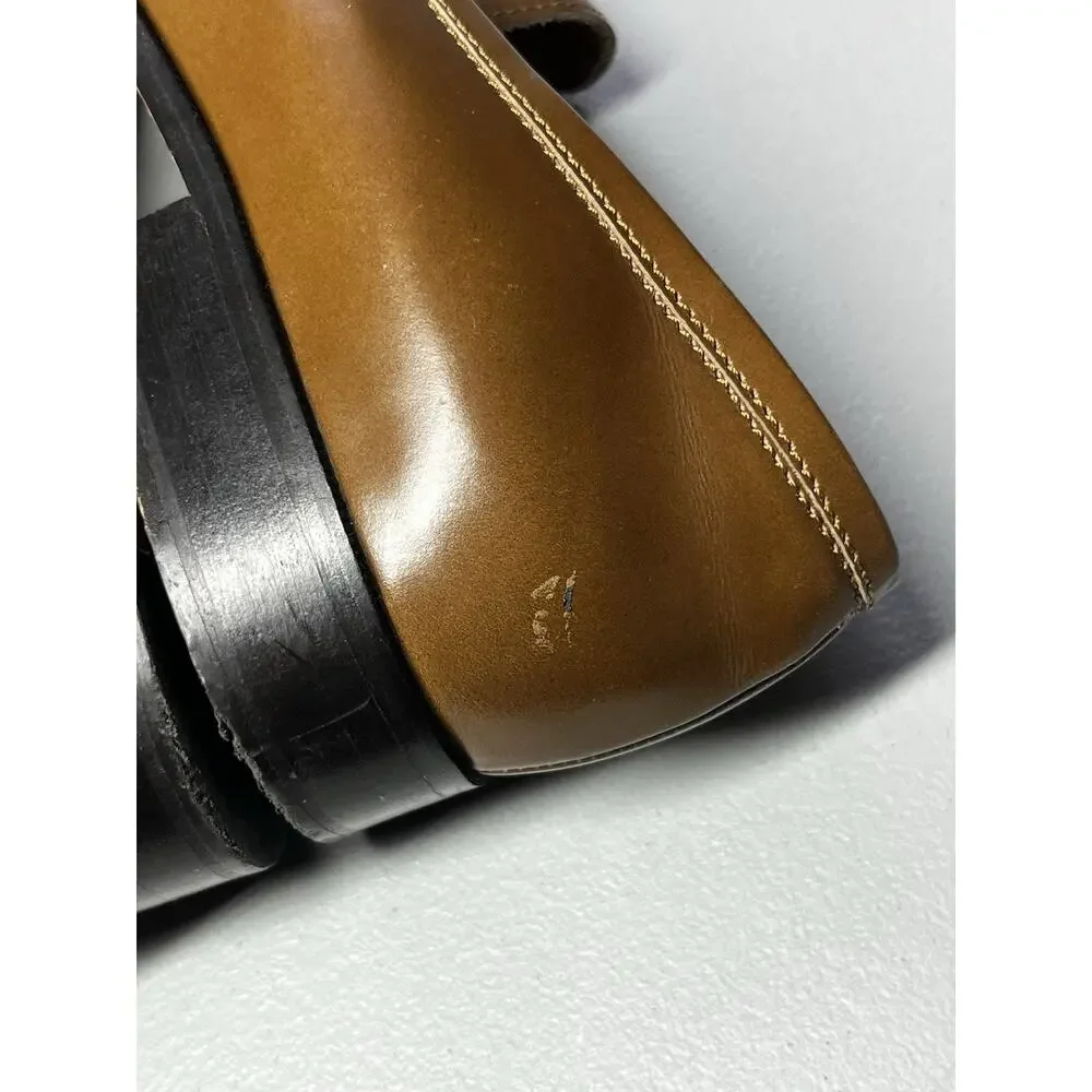 Brown Leather Loafers Dress Shoes Womens 39 Made in Italy 