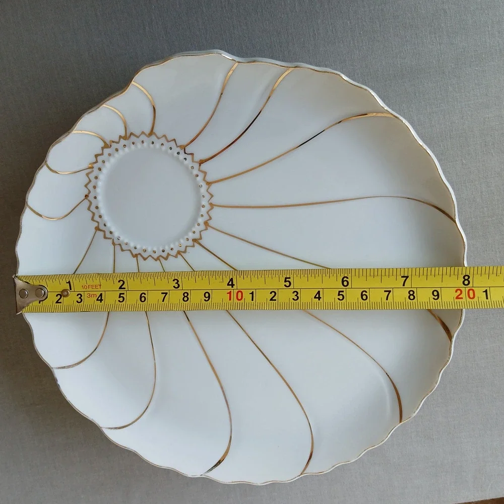 Inarco INA5 snack plate replacement porcelain china white hand painted gold