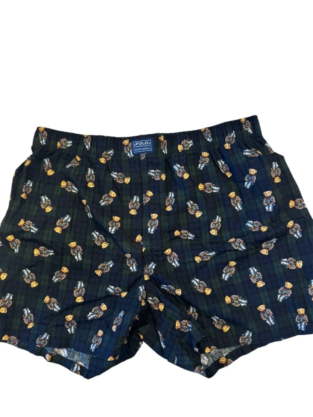 Vintage Men's Polo by Ralph Lauren Medium Plaid Boxer Shorts with Teddy Bears