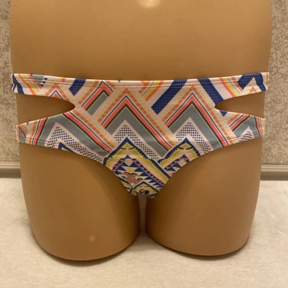 Express Royal Blue Bikini with Multicolor Patterned Bottom