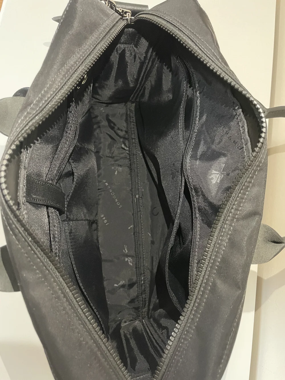 Longchamp Black Cowhide Leather Trim Briefcase with Shoulder Strap