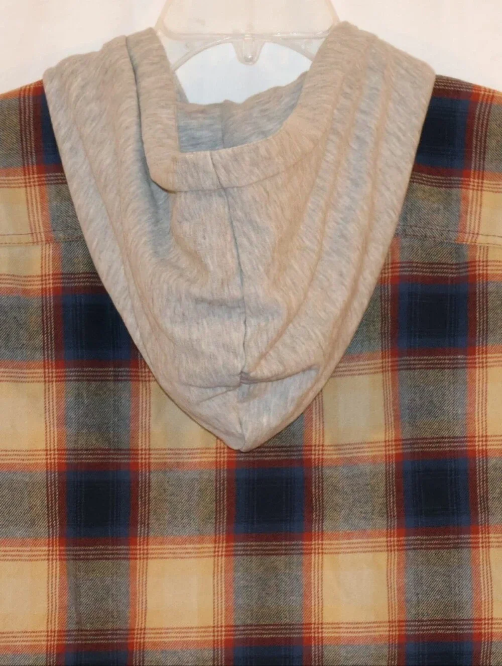 Wrangler Plaid Heavyweight Hooded Flannel Shirt Jacket-Blue Nights. XL.