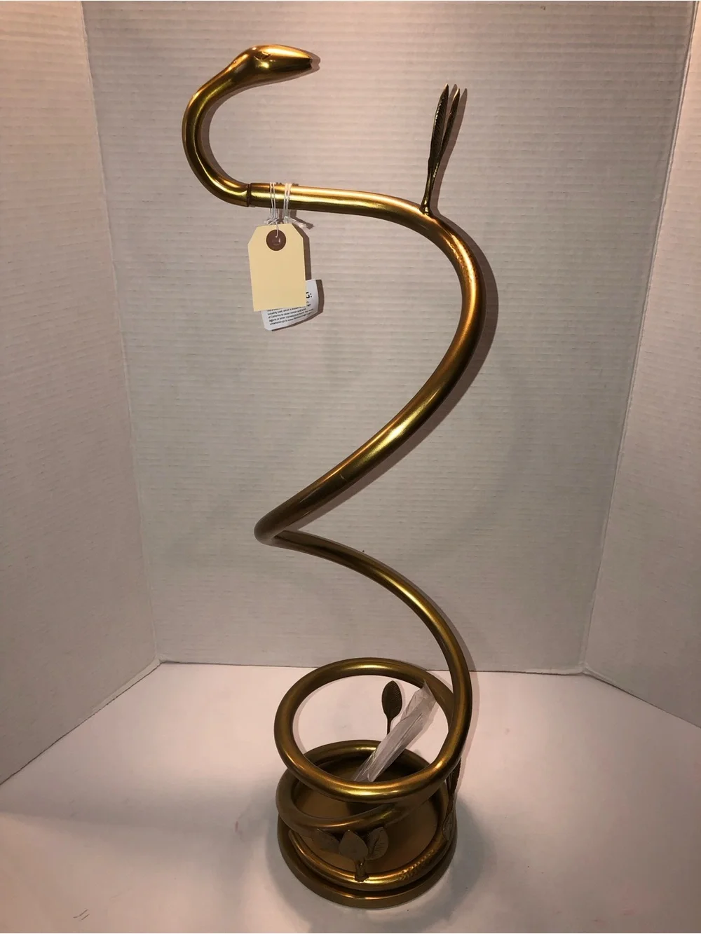 New Anthropologie Home Decor Serpentine Brass Standing Toilet Paper Holder Stand