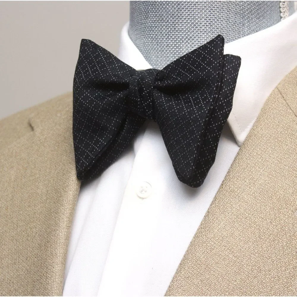 Men's Self tied Bow Tie Silk Bowtie Big Butterfly Bow tie‎ S619 Black Plaid