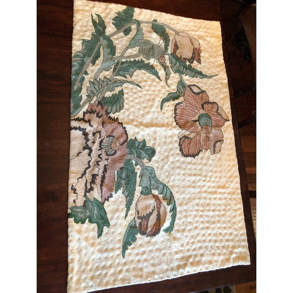 Embroidered Wall Hanging Art Modern Floral Boho Decor Andraab Textiles‎ Lg Wool