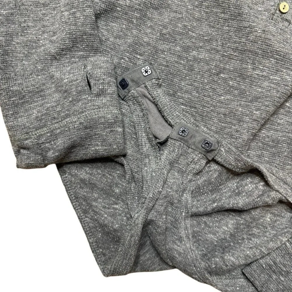 Free People Women's Medium Dylan Waffle Thermal Bodysuit Button Gray